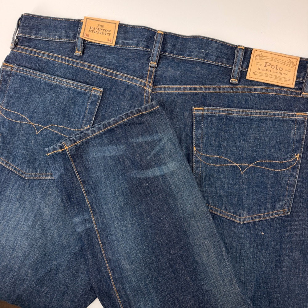 Polo Ralph Lauren Jeans Men 38x34 Dark Wash The Hampton Straight Denim Pants